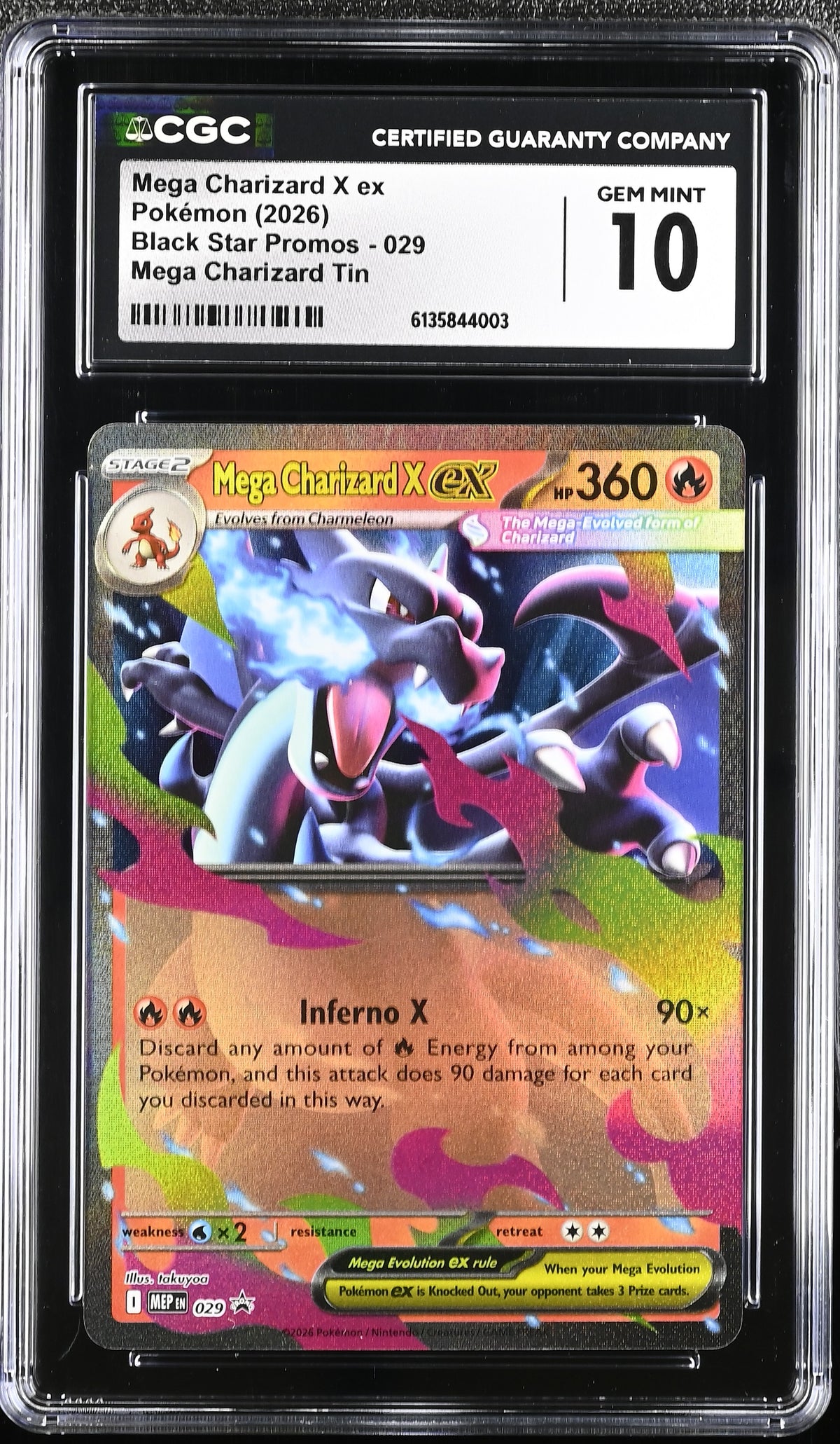 2026 Mega Charizard X ex #029 CGC Gem Mint 10 (front)
