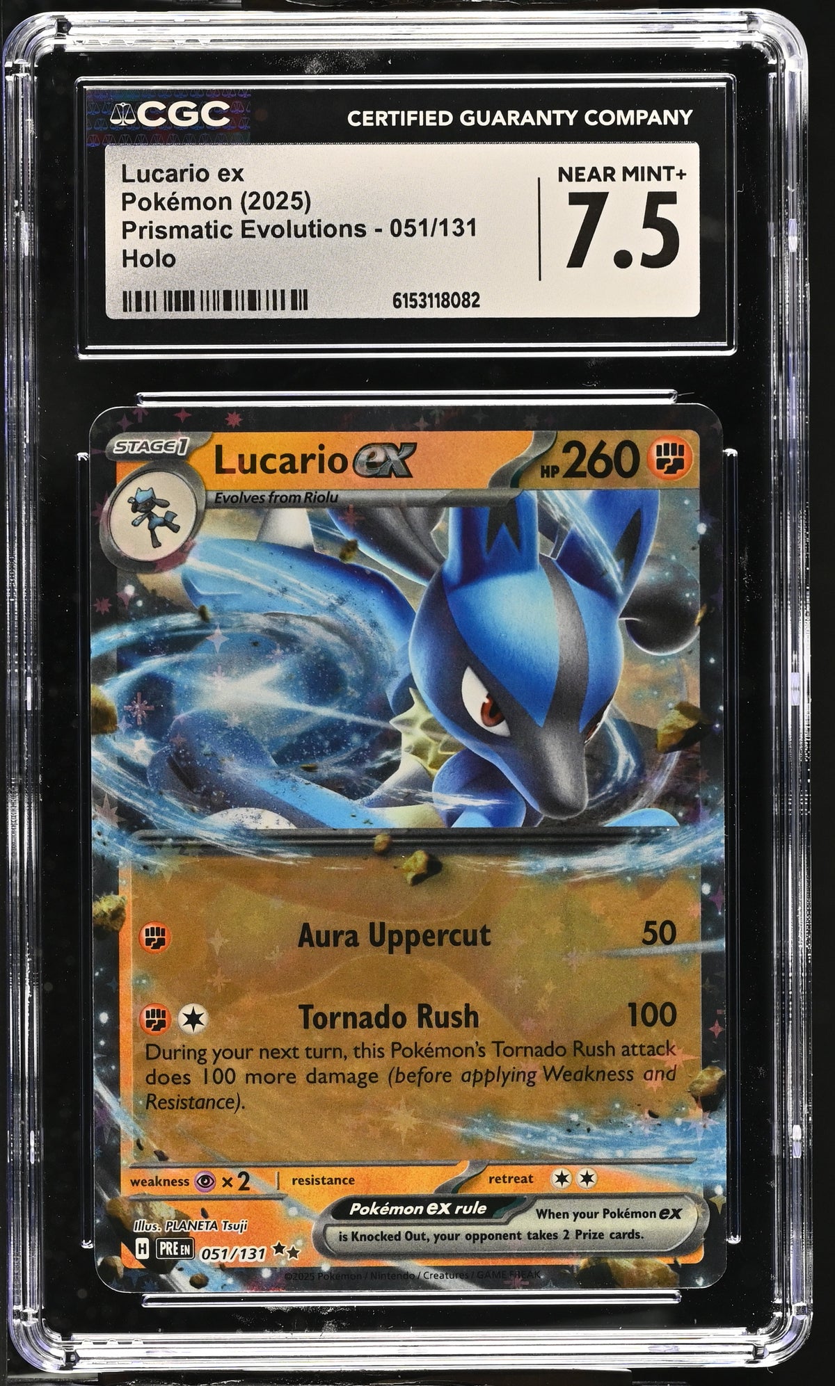 2025 Lucario ex #051/131 Holo CGC 7.5 (front)