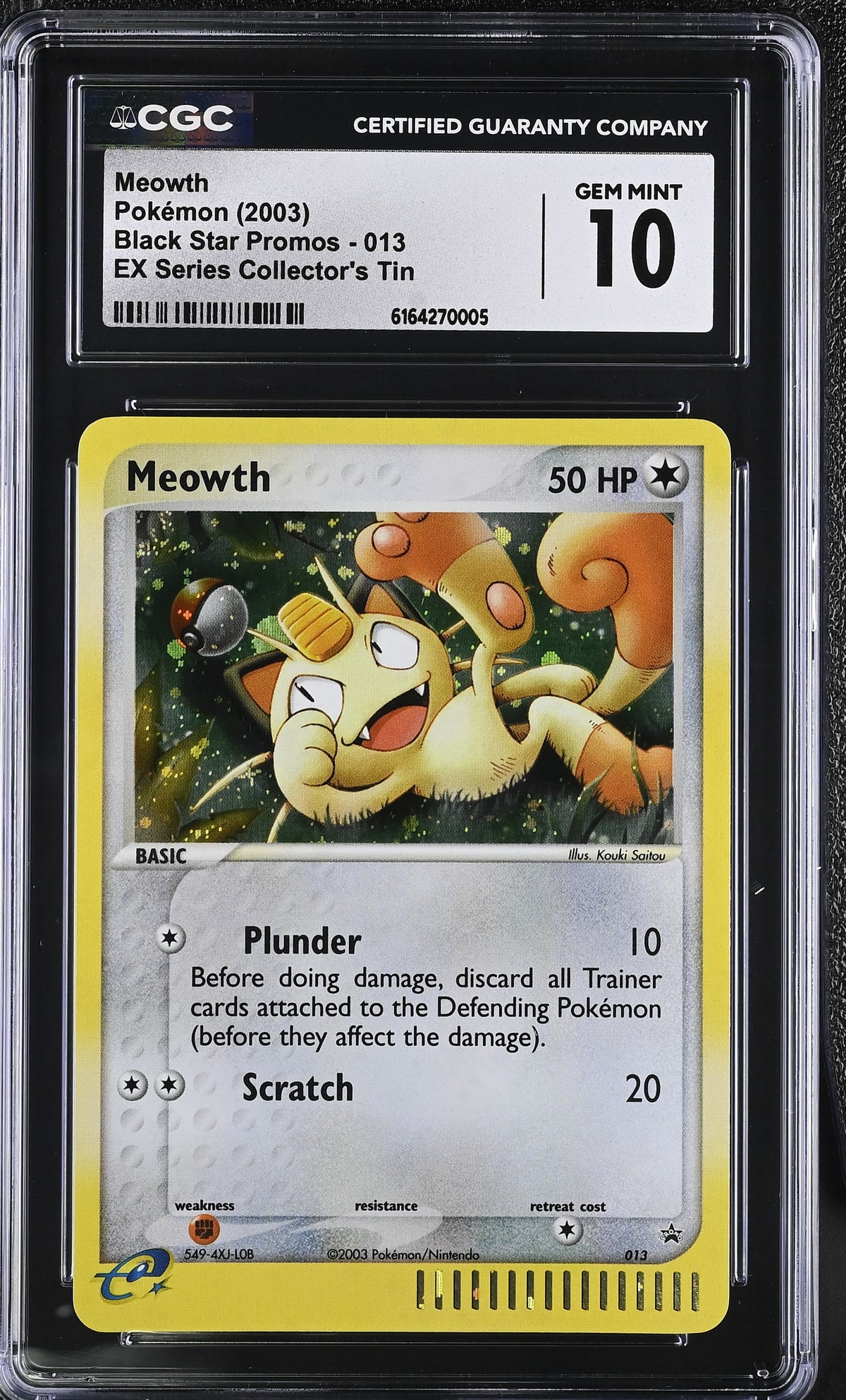 2003 Meowth #013 Ex Series Collector's Tin CGC Gem Mint 10 (front)