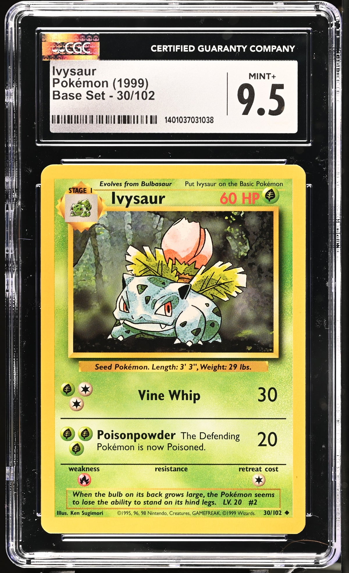 1999 Ivysaur #30/102 CGC Mint+ 9.5 (front)
