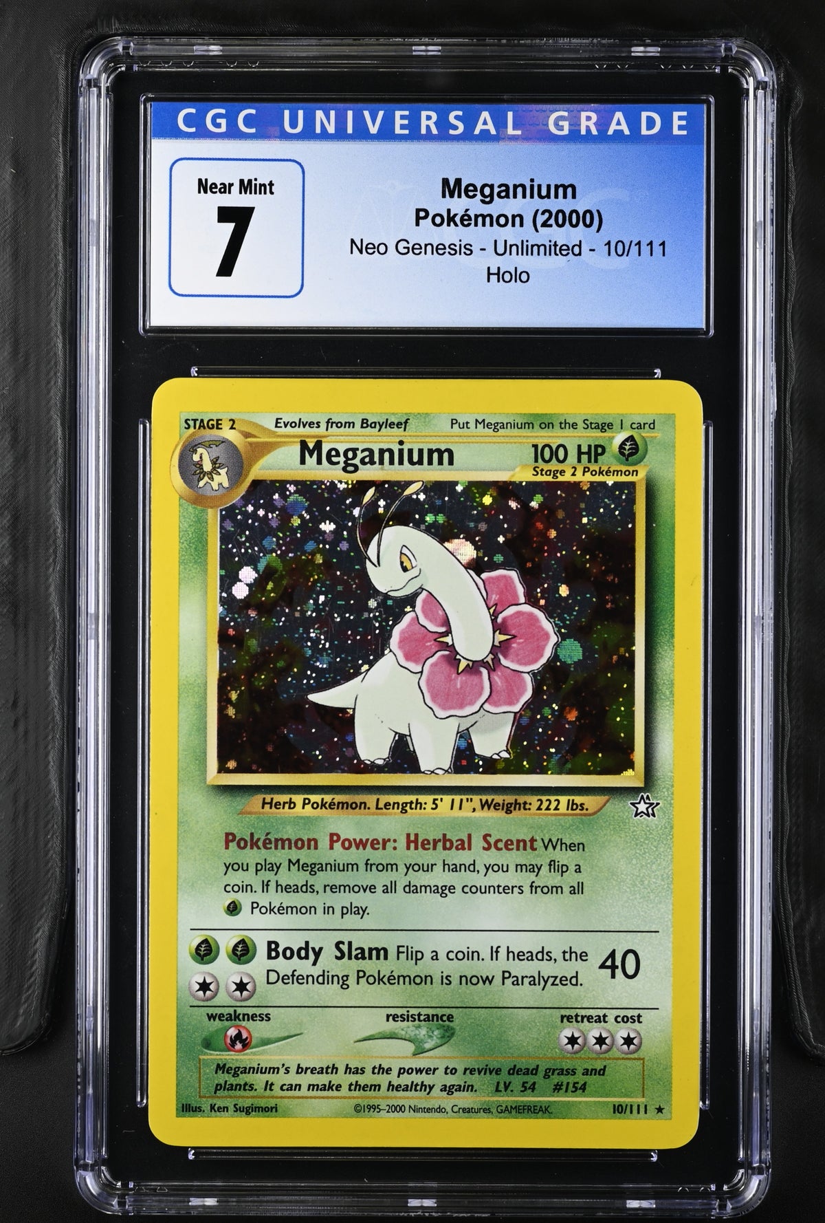 2000 Meganium #10/111 Holo CGC 7 (back)
