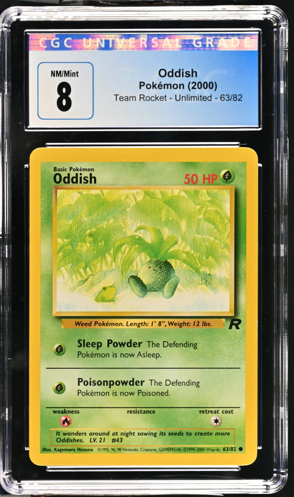2000 Oddish #63/82 CGC 8 (front)