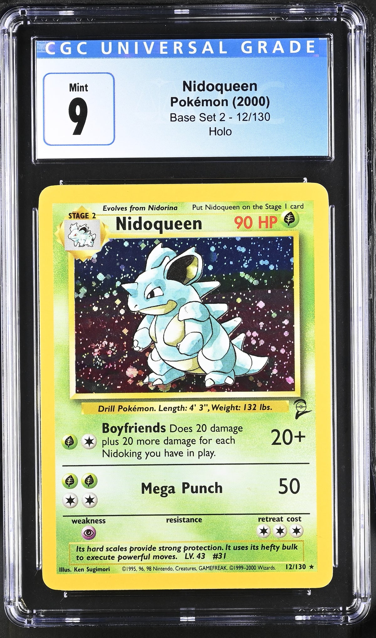 2000 Nidoqueen #12/130 Holo CGC 9 (front)