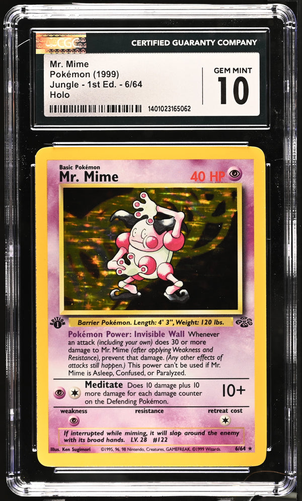 1999 Mr. Mime #6/64 Holo CGC Gem Mint 10 (front)