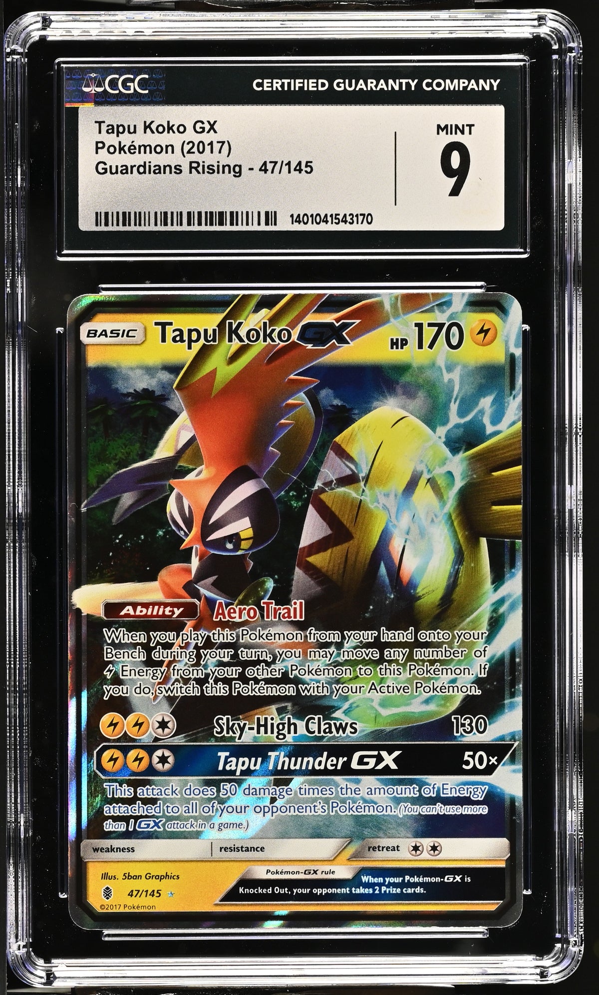 2017 Tapu Koko GX #47/145 CGC 9 (front)