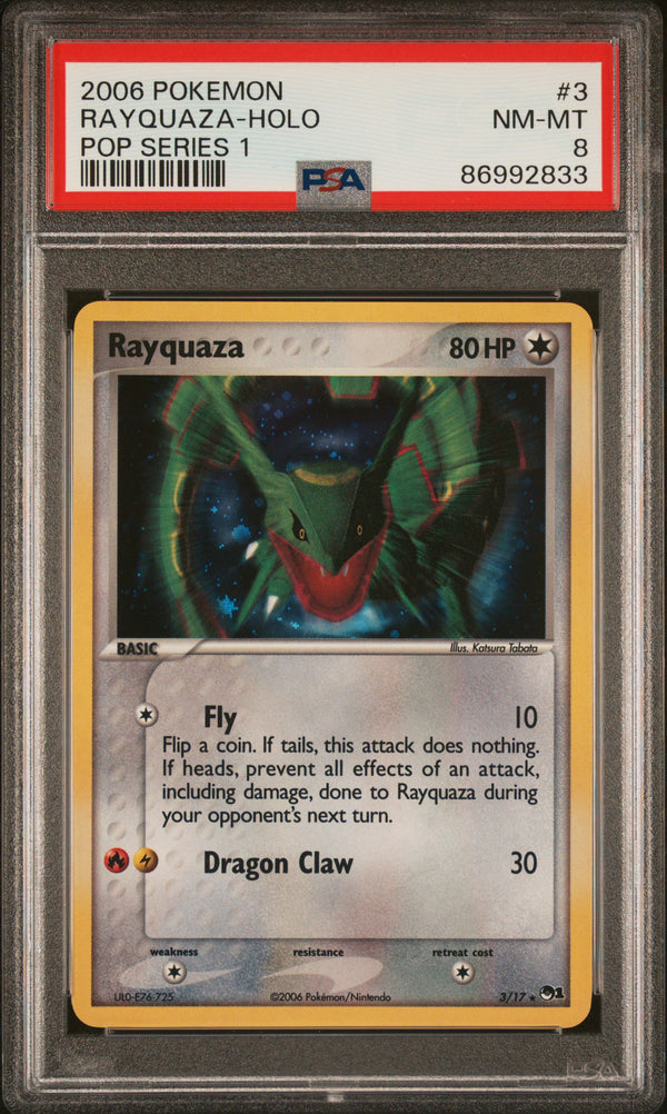 2006 RAYQUAZA-HOLO #3 Pop Series 1 PSA 8 (front)