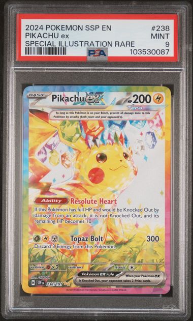 2024 PIKACHU ex #238 PSA 9 (front)