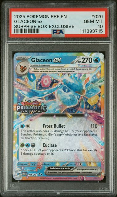 2025 GLACEON ex #026 PSA 10 (front)