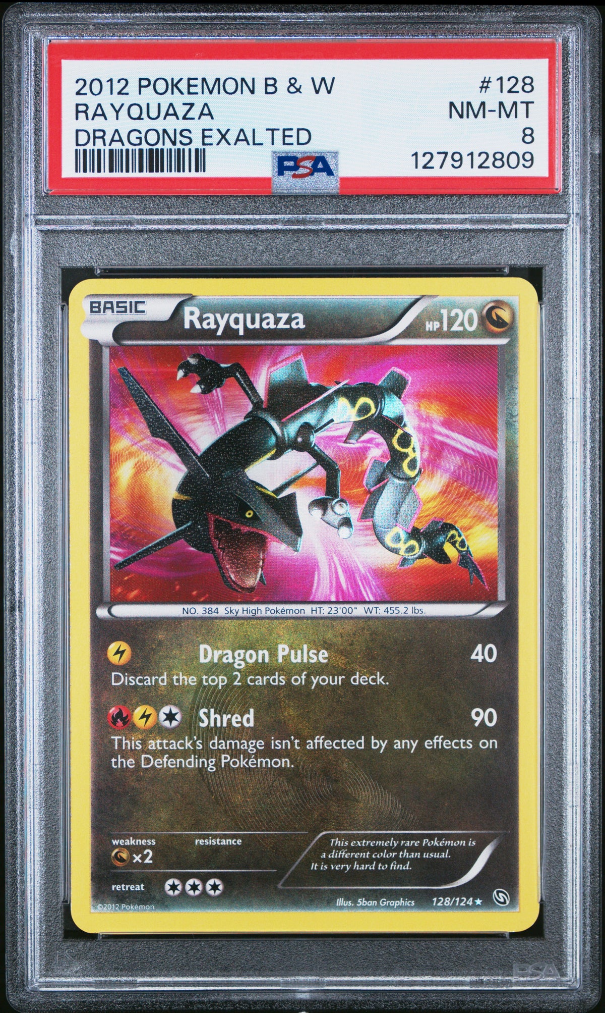 2012 RAYQUAZA #128 Dragons Exalted PSA 8 (front)