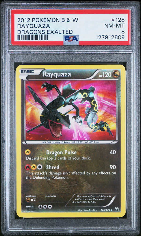 2012 RAYQUAZA #128 Dragons Exalted PSA 8 (front)