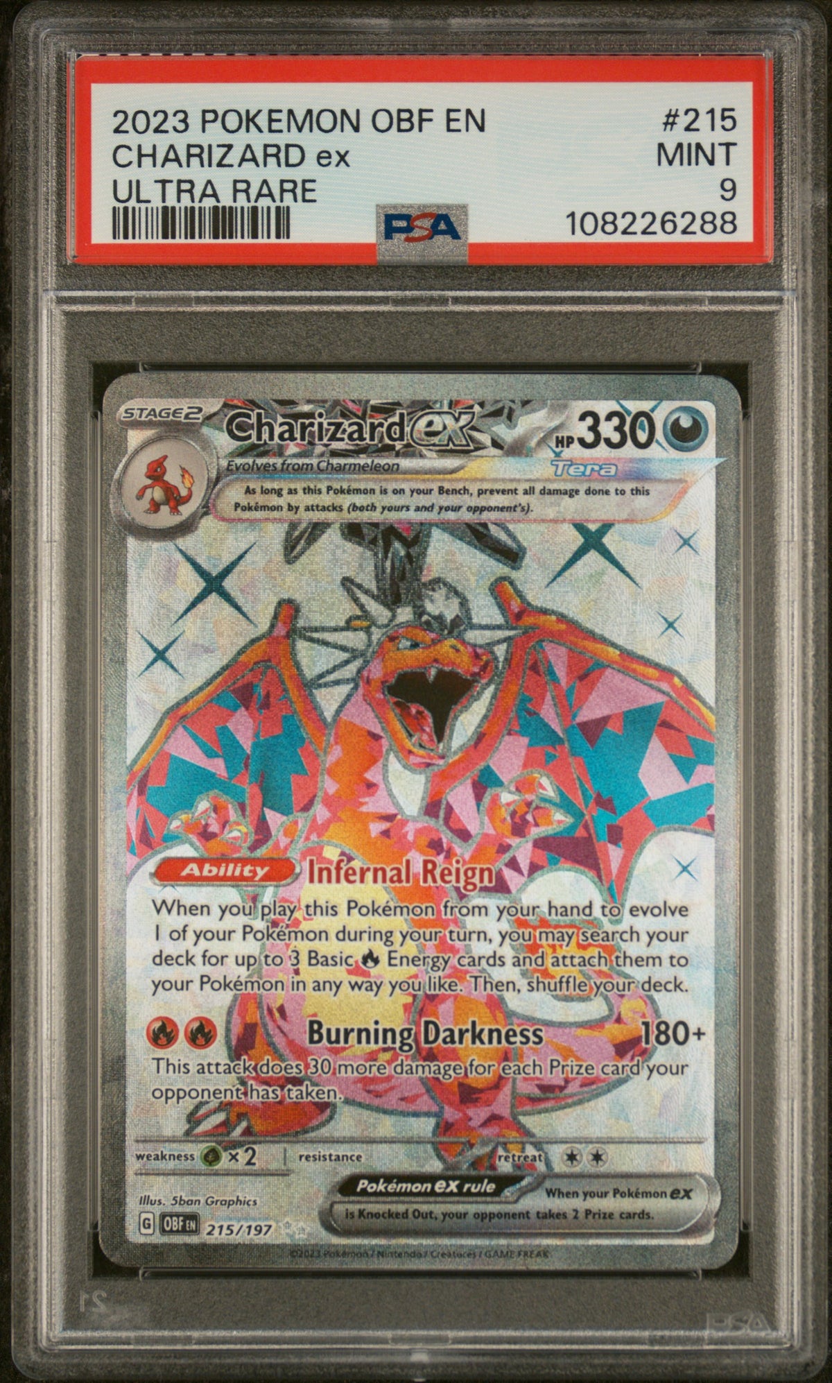 2023 CHARIZARD ex #215 PSA 9 (front)