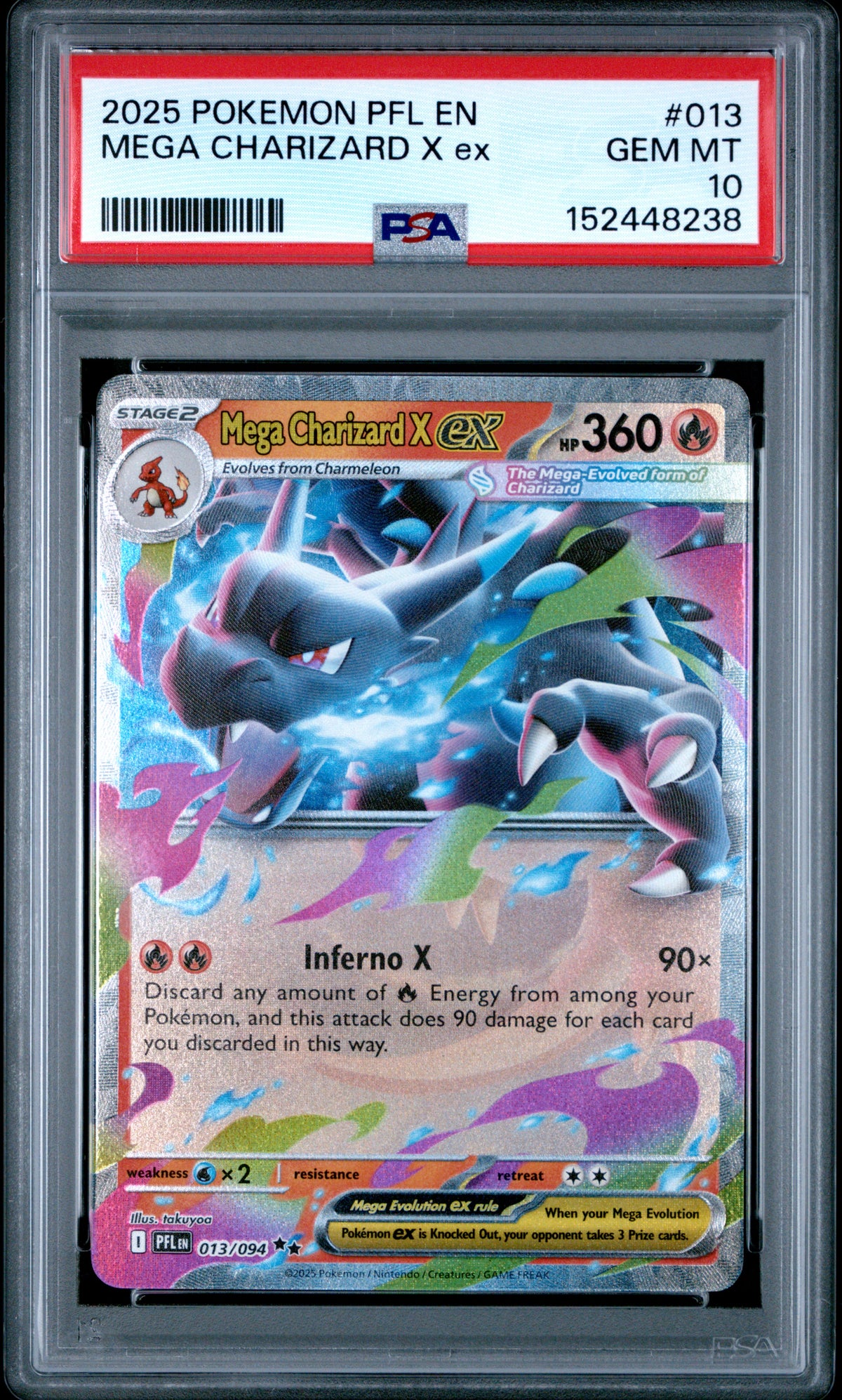 2025 MEGA CHARIZARD X ex #013 PSA 10 (front)