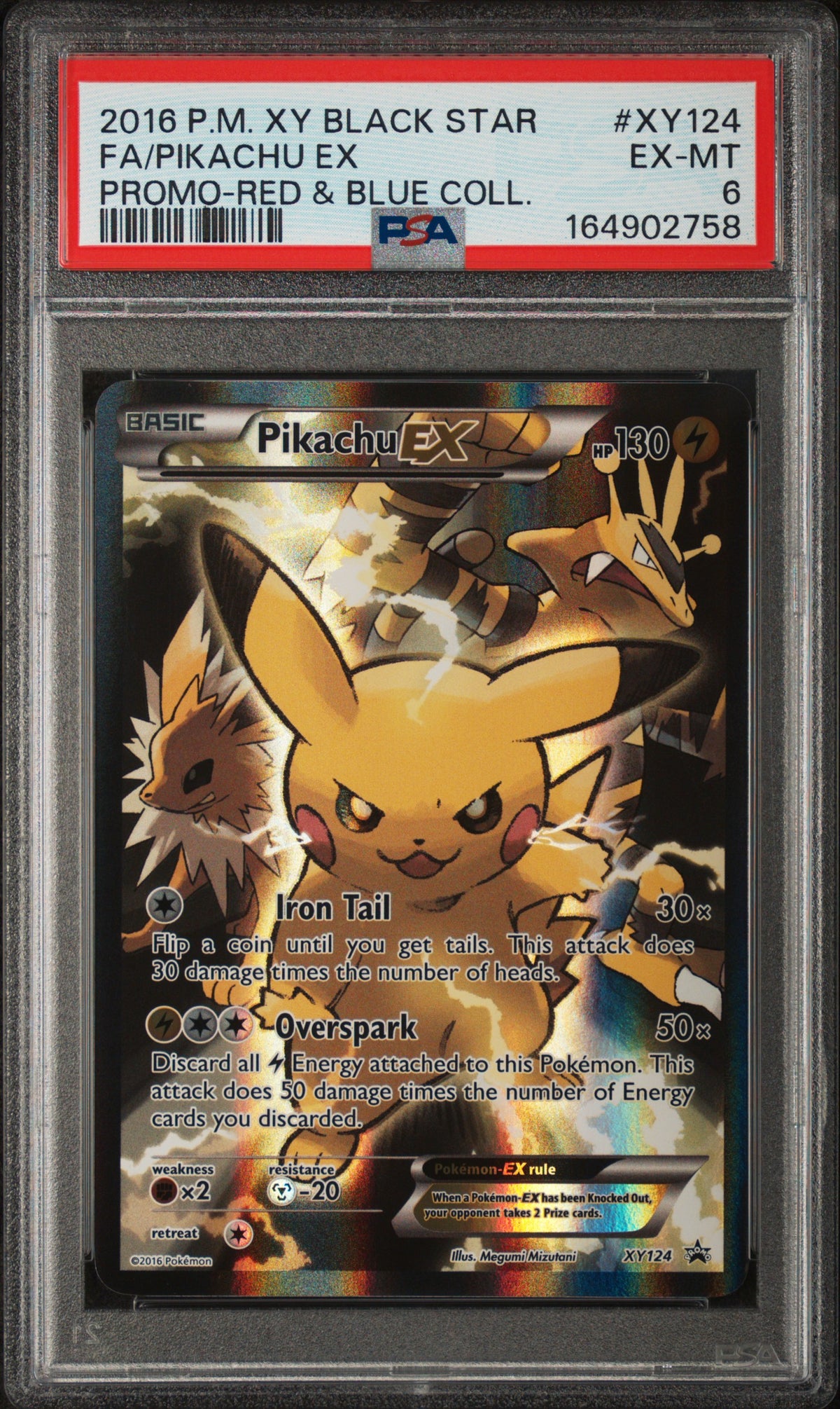 2016 FA/PIKACHU EX #XY124 Promo-Red & Blue Coll. PSA 6 (front)