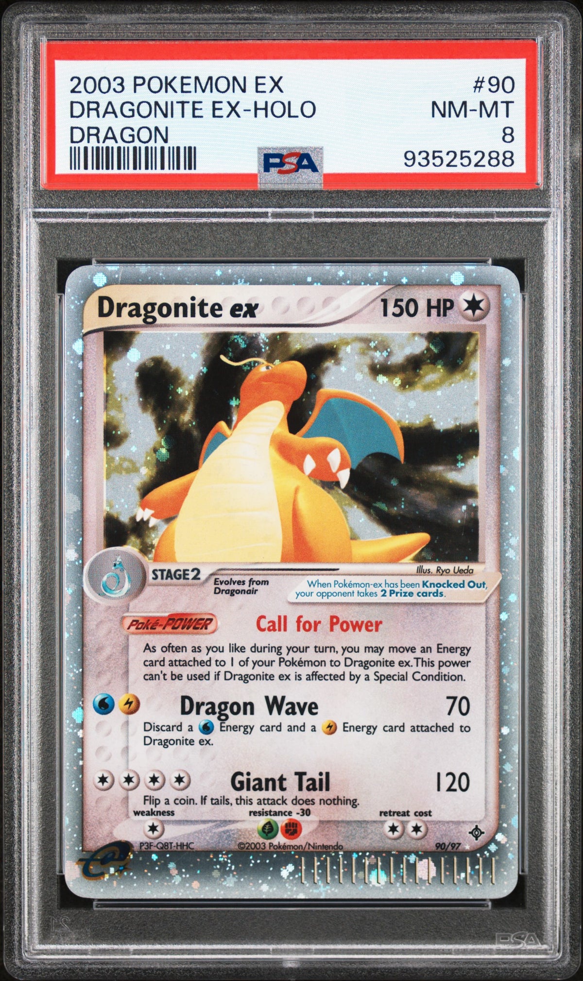 2003 DRAGONITE EX-HOLO #90 Dragon PSA 8 (front)