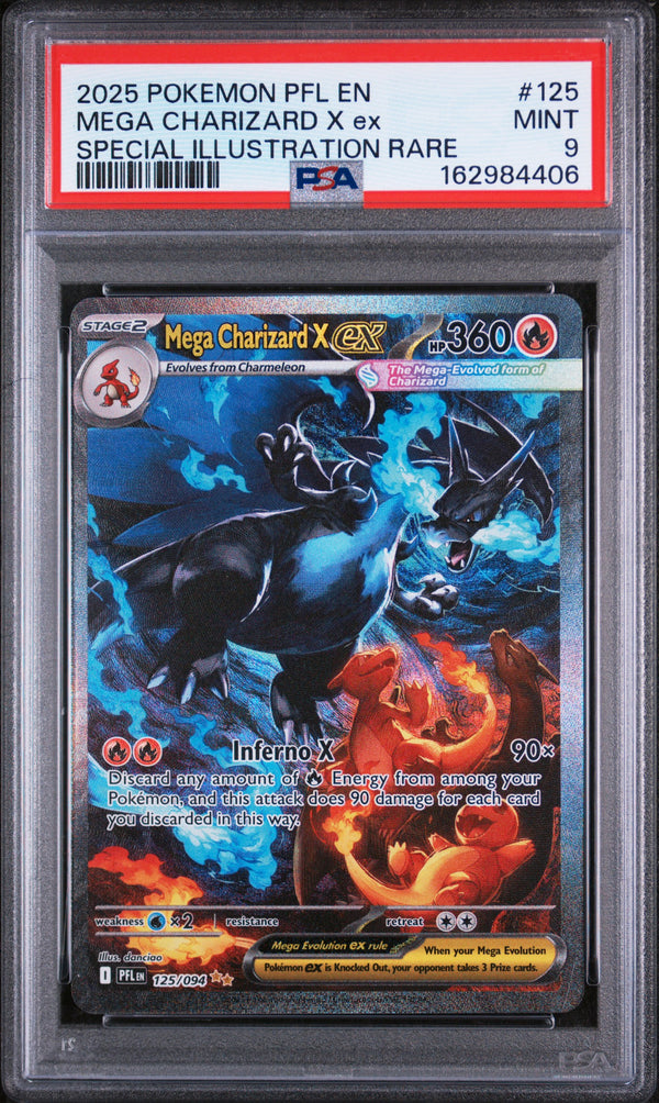 2025 MEGA CHARIZARD X ex #125 PSA 9 (front)