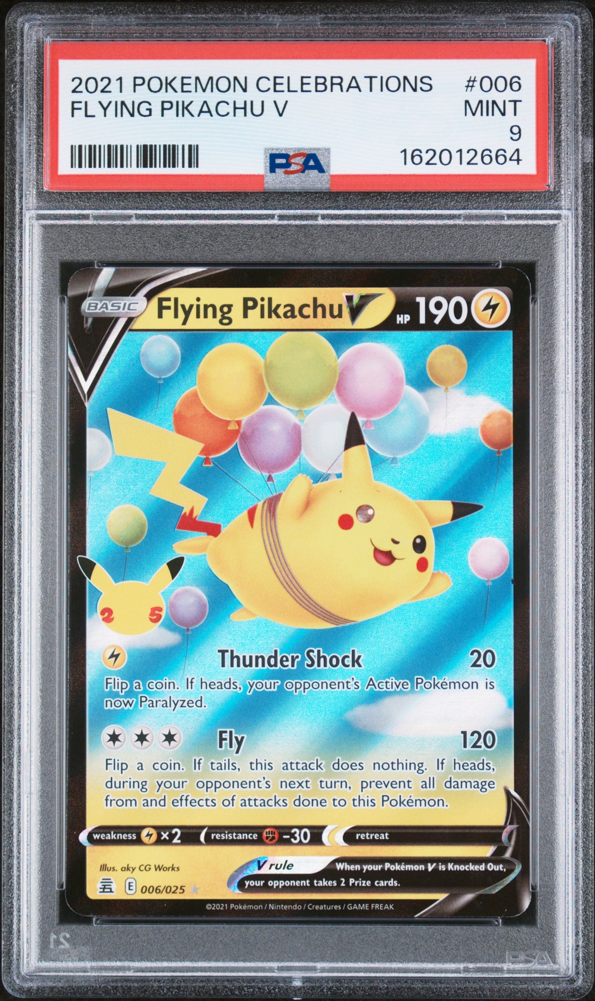 2021 FLYING PIKACHU V #006 PSA 9 (front)