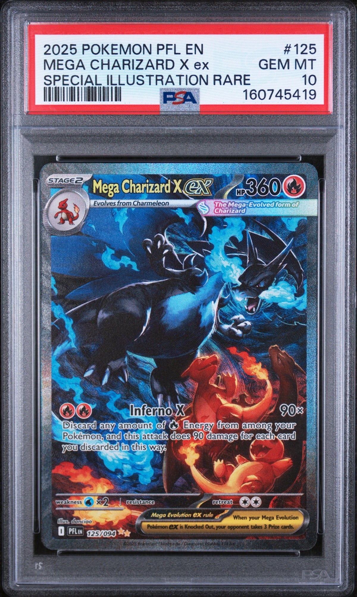 2025 MEGA CHARIZARD X ex #125 PSA 10 (front)