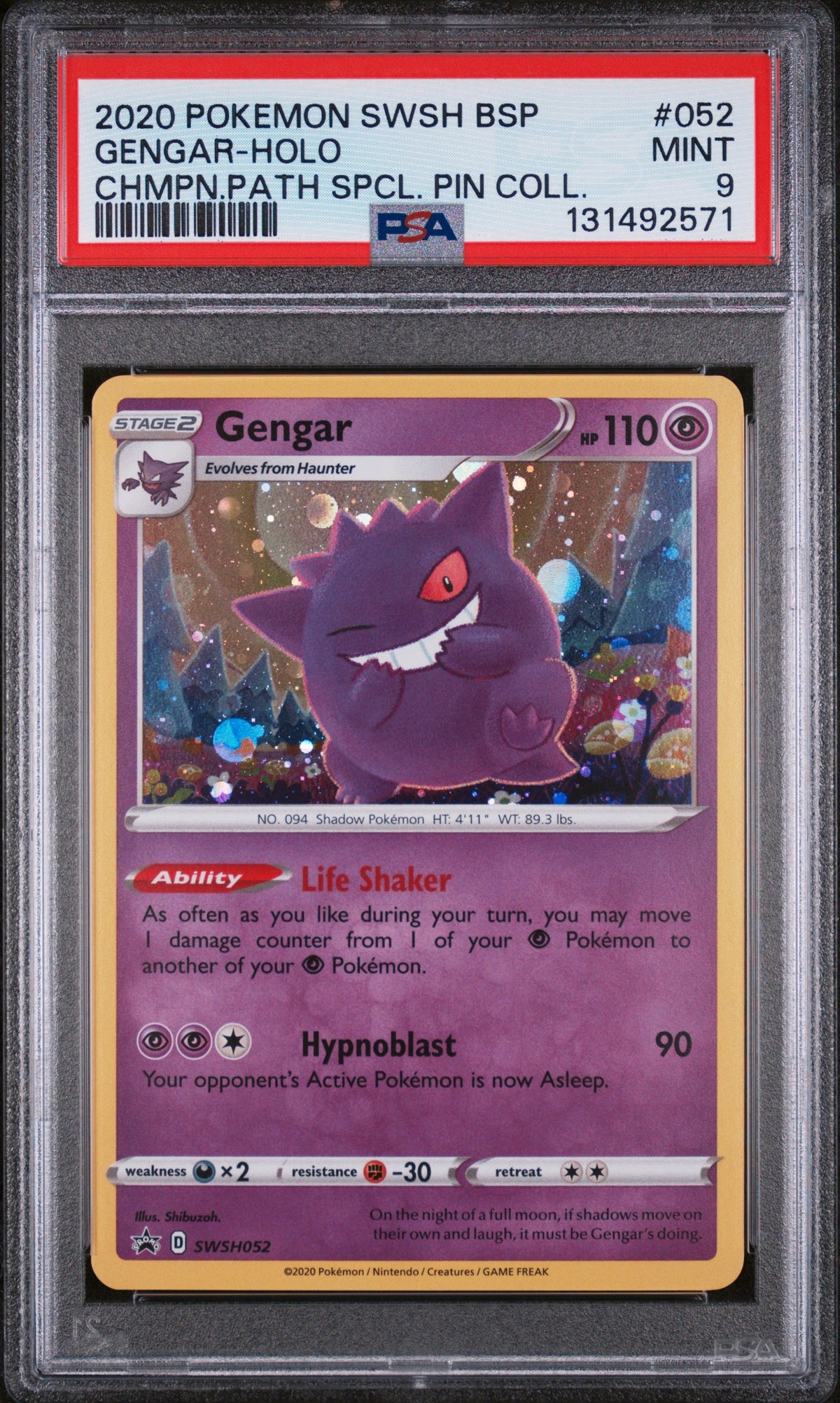 2020 GENGAR-HOLO #052 PSA 9 (front)