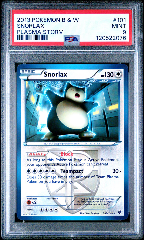 2013 SNORLAX #101 PSA 9 (front)