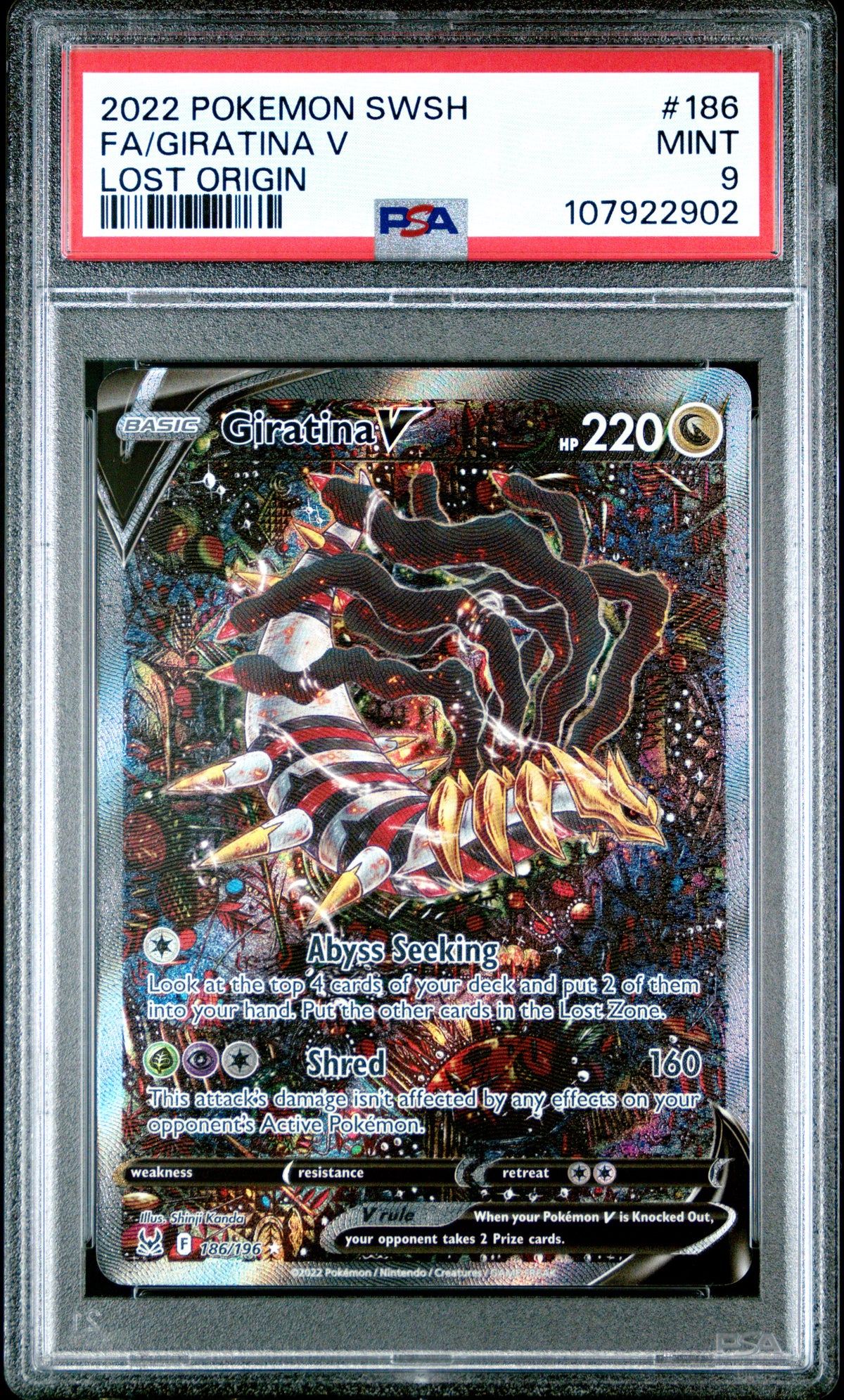 2022 FA/GIRATINA V #186 Lost Origin PSA 9 (front)