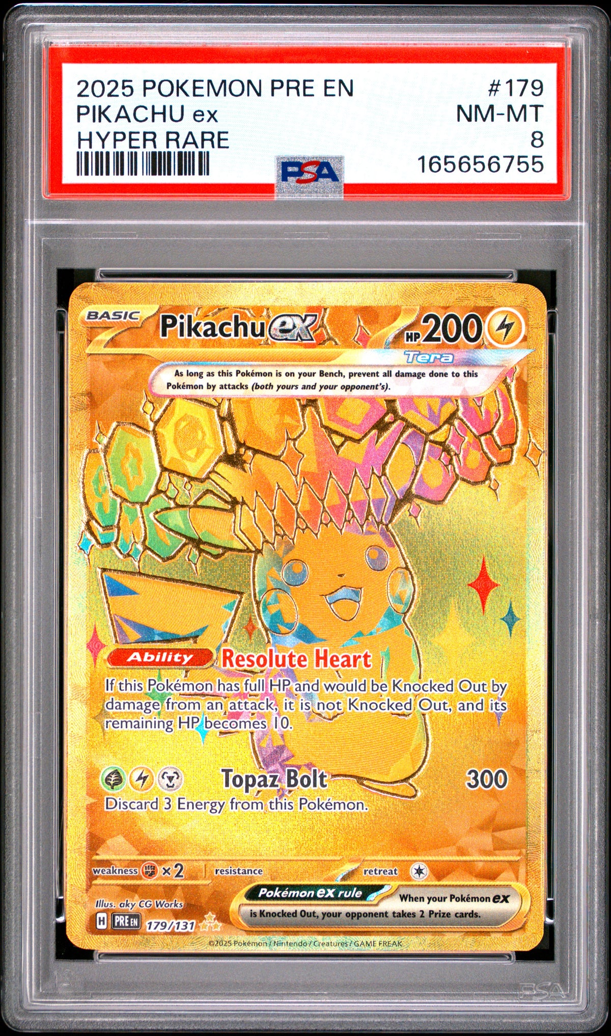 2025 PIKACHU ex #179 PSA 8 (front)