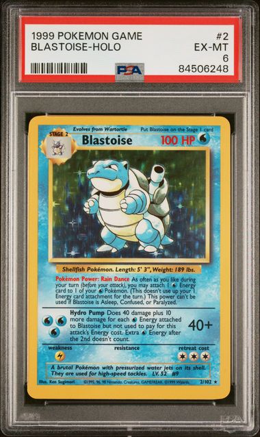 1999 BLASTOISE-HOLO #2 PSA 6 (front)