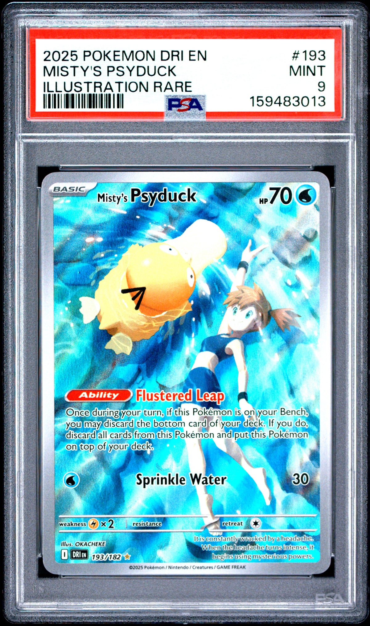 2025 MISTY'S PSYDUCK #193 Illustration Rare PSA 9 (front)