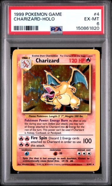 1999 CHARIZARD-HOLO #4 PSA 6 (front)