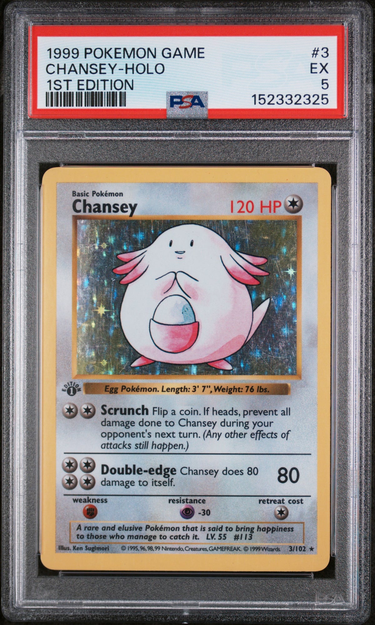 1999 CHANSEY-HOLO #3 PSA 5 (front)