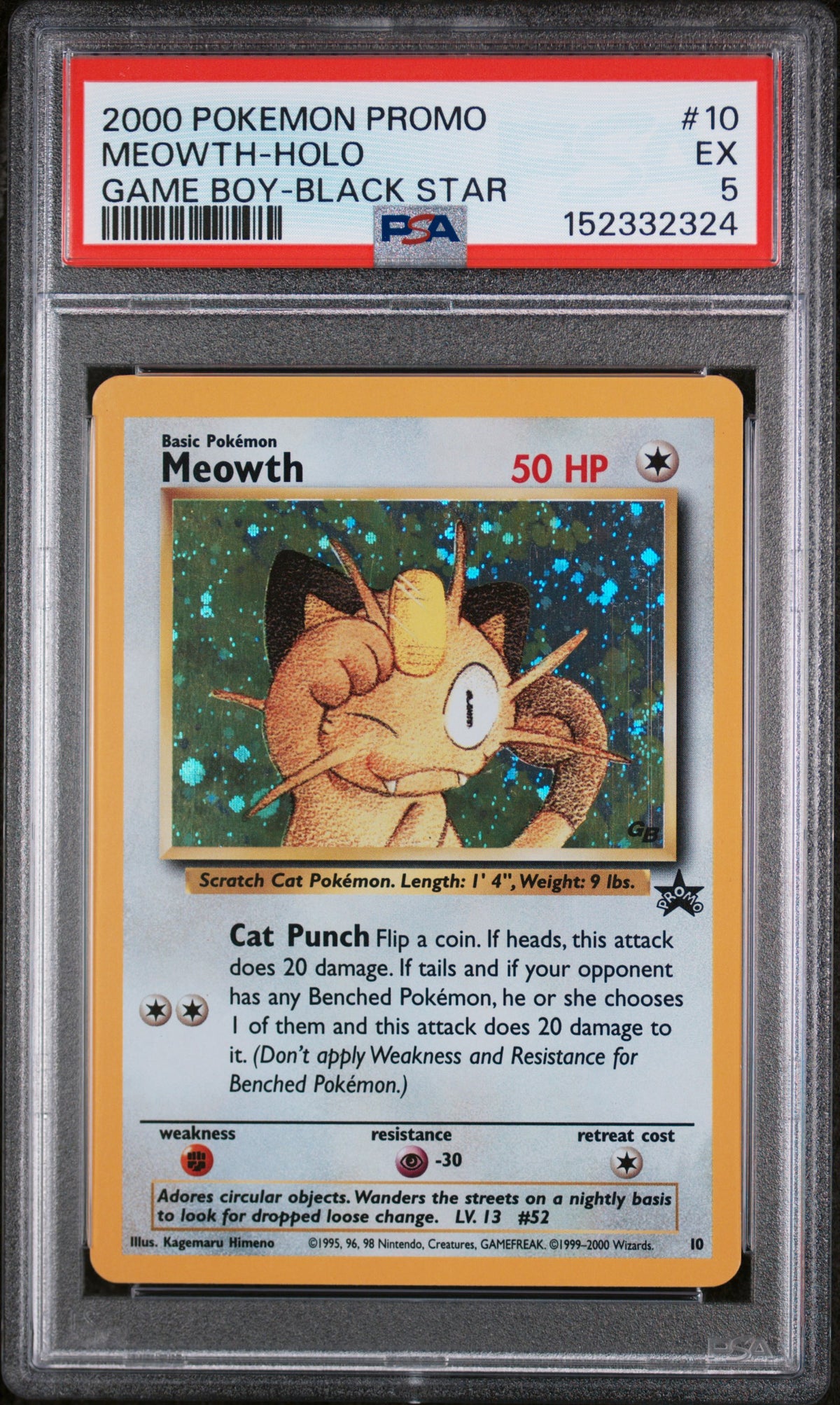 2000 MEOWTH-HOLO #10 PSA 5 (front)