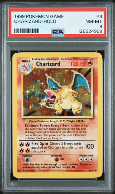 1999 CHARIZARD-HOLO #4 PSA 8 (front)