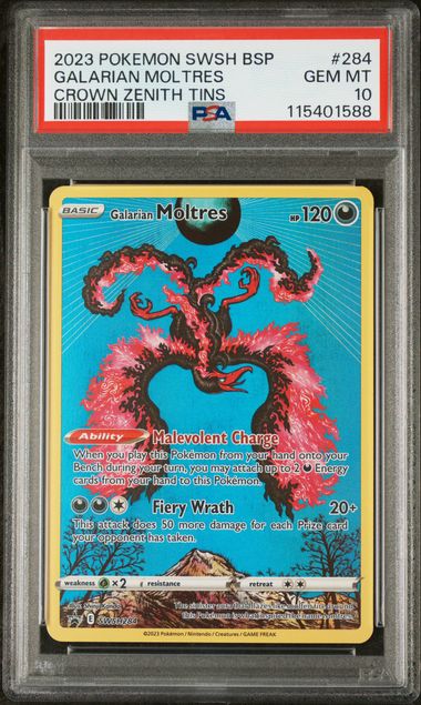 2023 GALARIAN MOLTRES #284 PSA 10 (front)