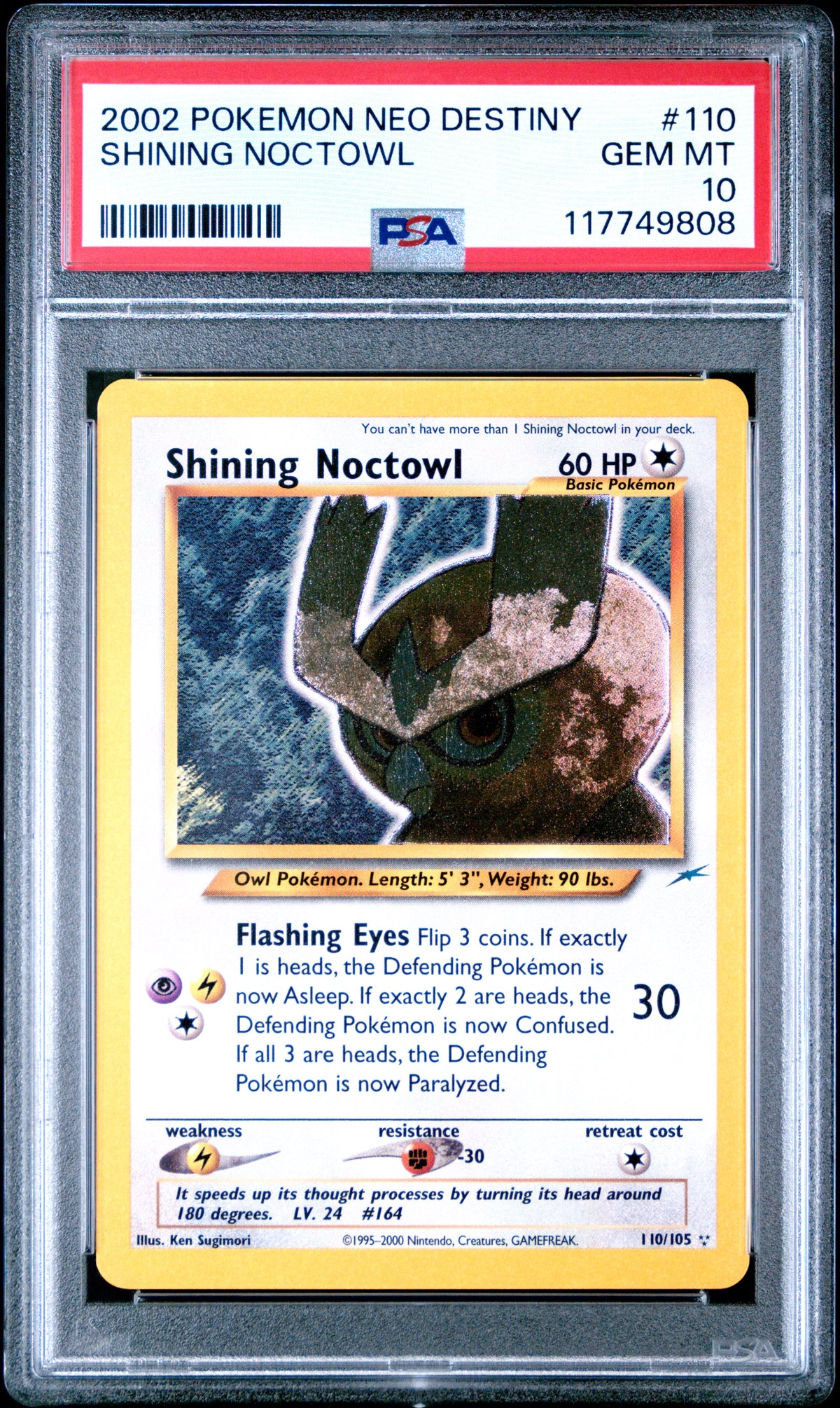2002 SHINING NOCTOWL #110 PSA 10 (front)