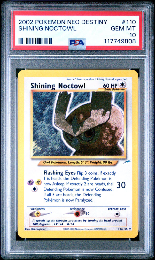 2002 SHINING NOCTOWL #110 PSA 10 (front)