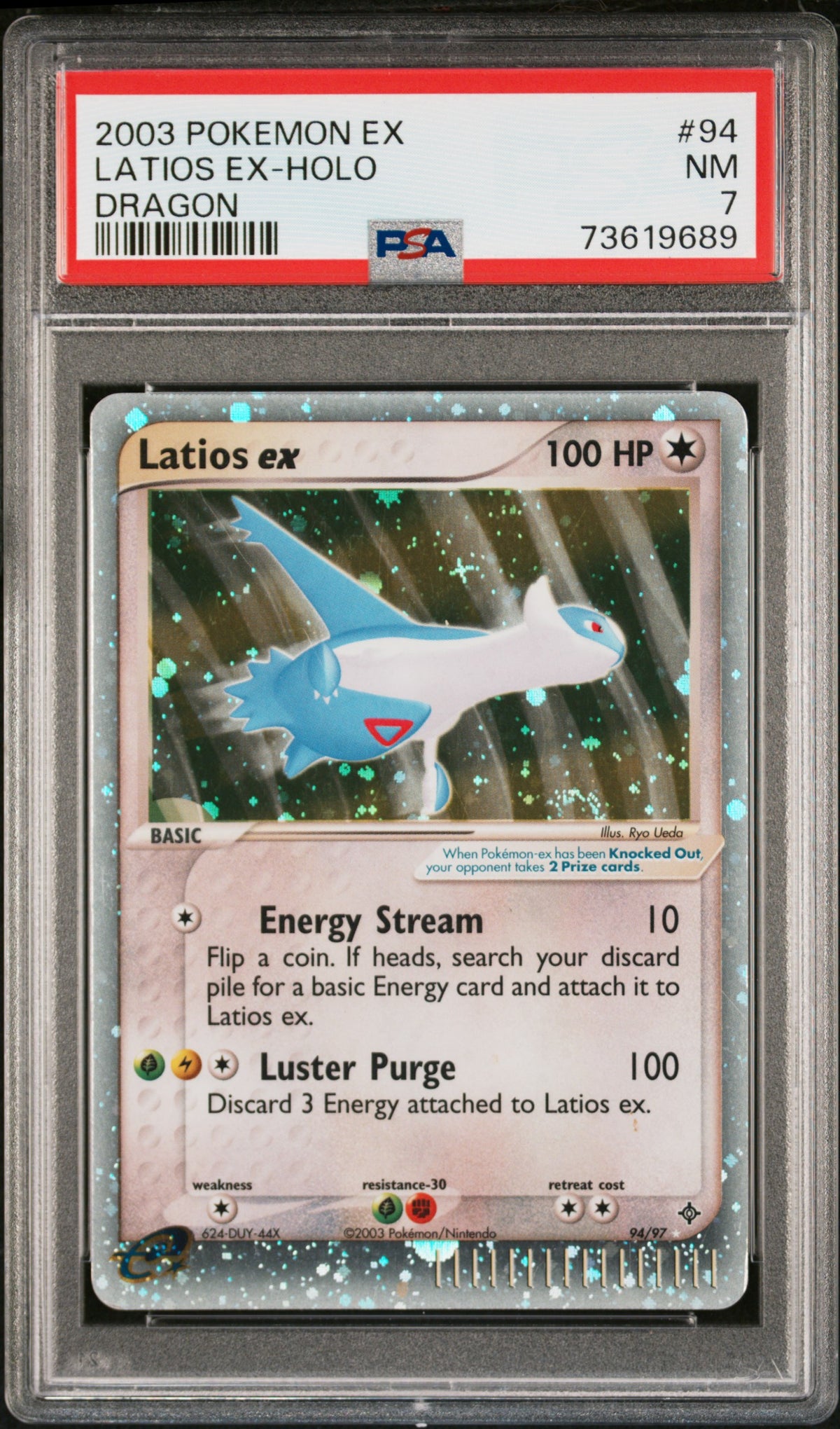 2003 LATIOS EX-HOLO #94 Dragon PSA 7 (front)