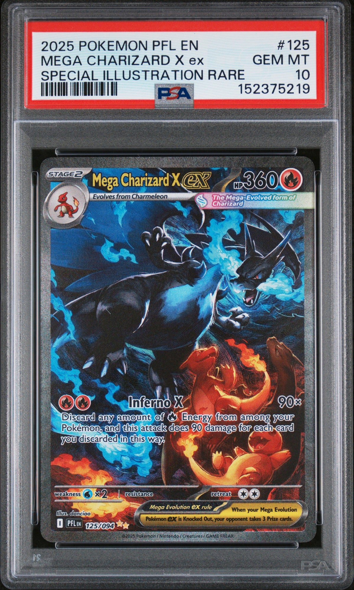 2025 MEGA CHARIZARD X ex #125 PSA 10 (front)