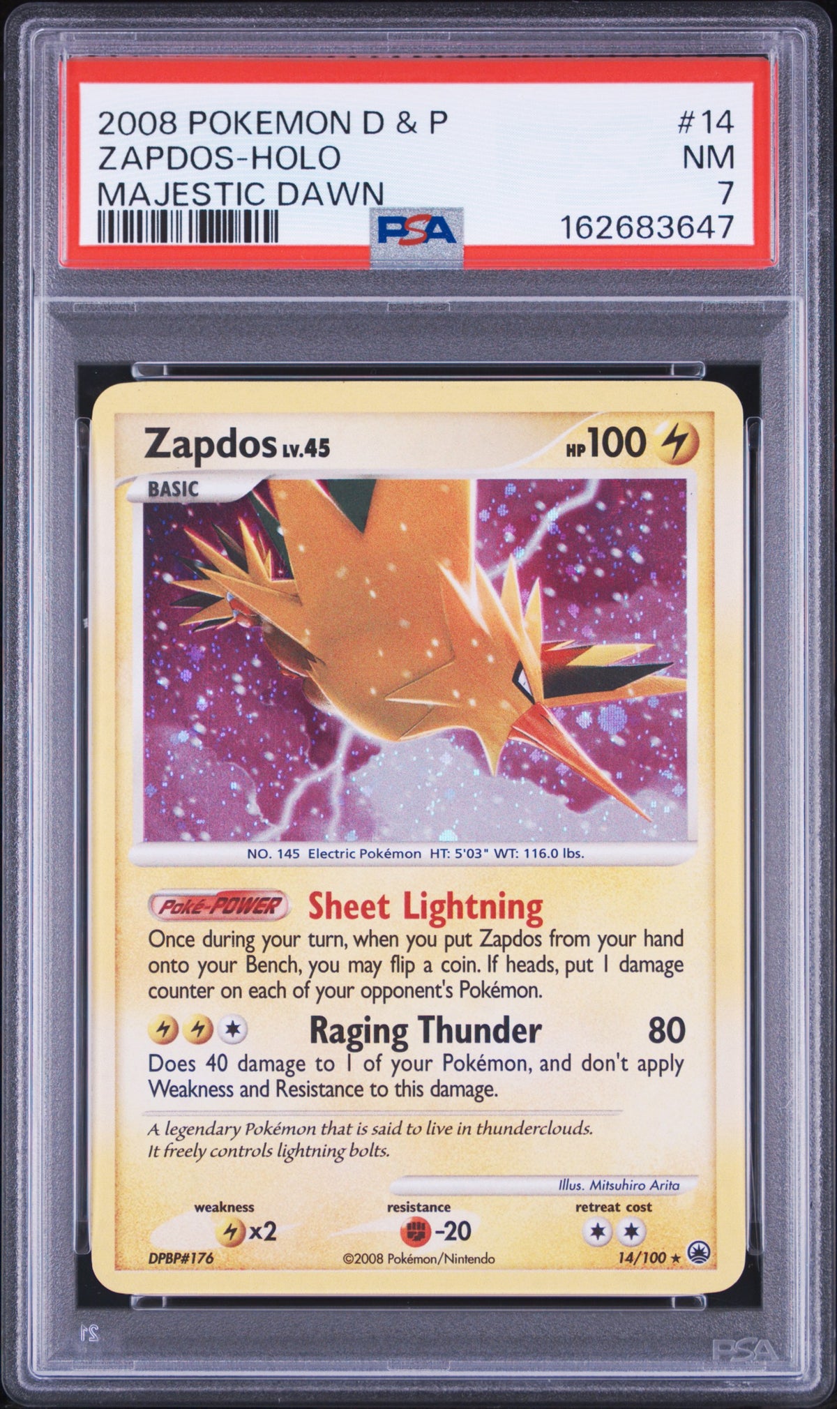 2008 ZAPDOS-HOLO #14 PSA 7 (front)
