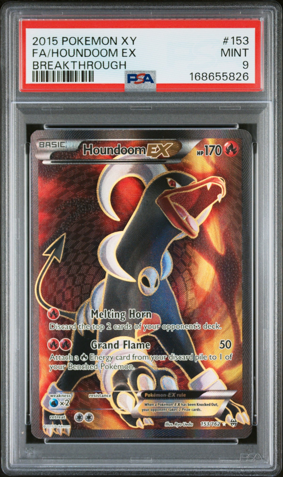 2015 FA/HOUNDOOM EX #153 Breakthrough PSA 9 (front)