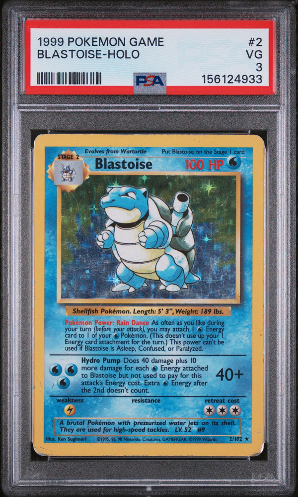 1999 BLASTOISE-HOLO #2 PSA 3 (front)