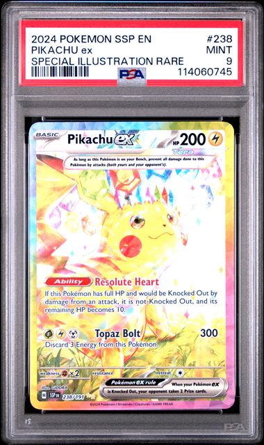 2024 PIKACHU ex #238 PSA 9 (front)