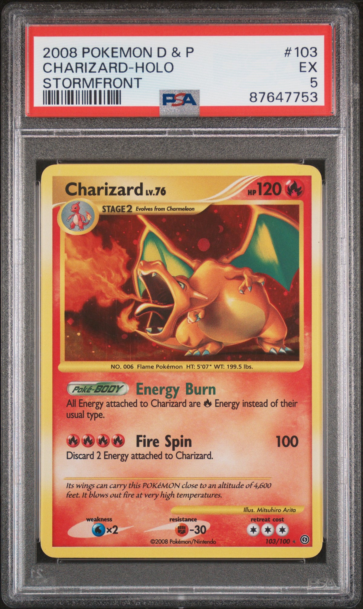 2008 CHARIZARD-HOLO #103 Stormfront PSA 5 (front)