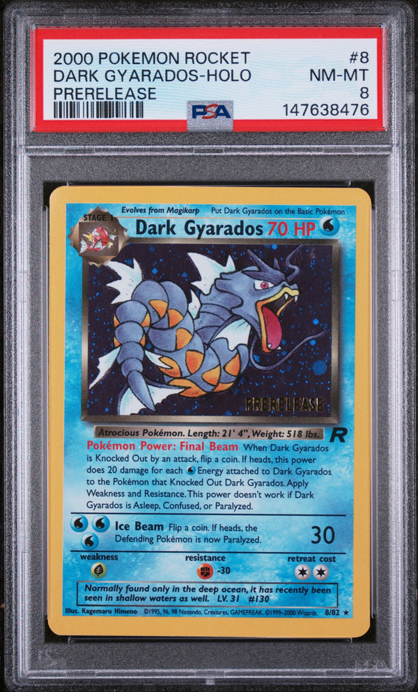2000 DARK GYARADOS-HOLO #8 Prerelease PSA 8 (front)