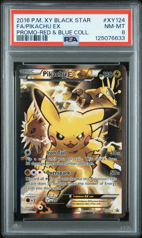 2016 FA/PIKACHU EX #XY124 Promo-Red & Blue Coll. PSA 8 (front)