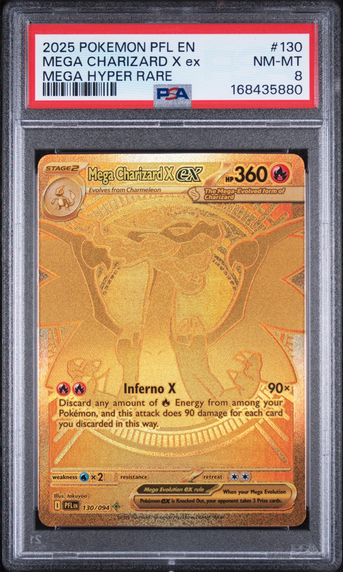 2025 MEGA CHARIZARD X ex #130 PSA 8 (front)