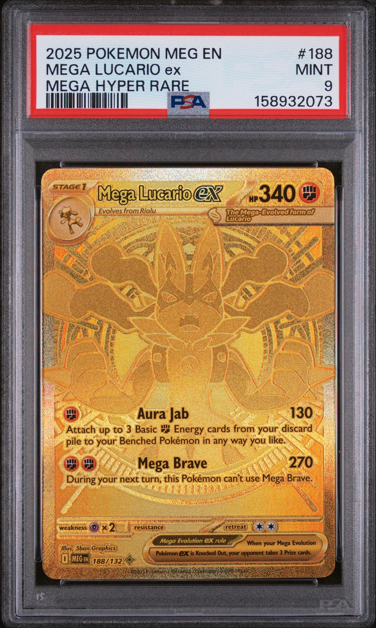 2025 MEGA LUCARIO ex #188 PSA 9 (front)