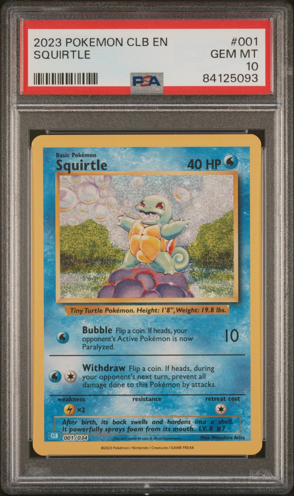 2023 SQUIRTLE #001 PSA 10 (front)