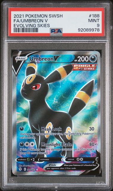 2021 FA/UMBREON V #188 PSA 9 (front)