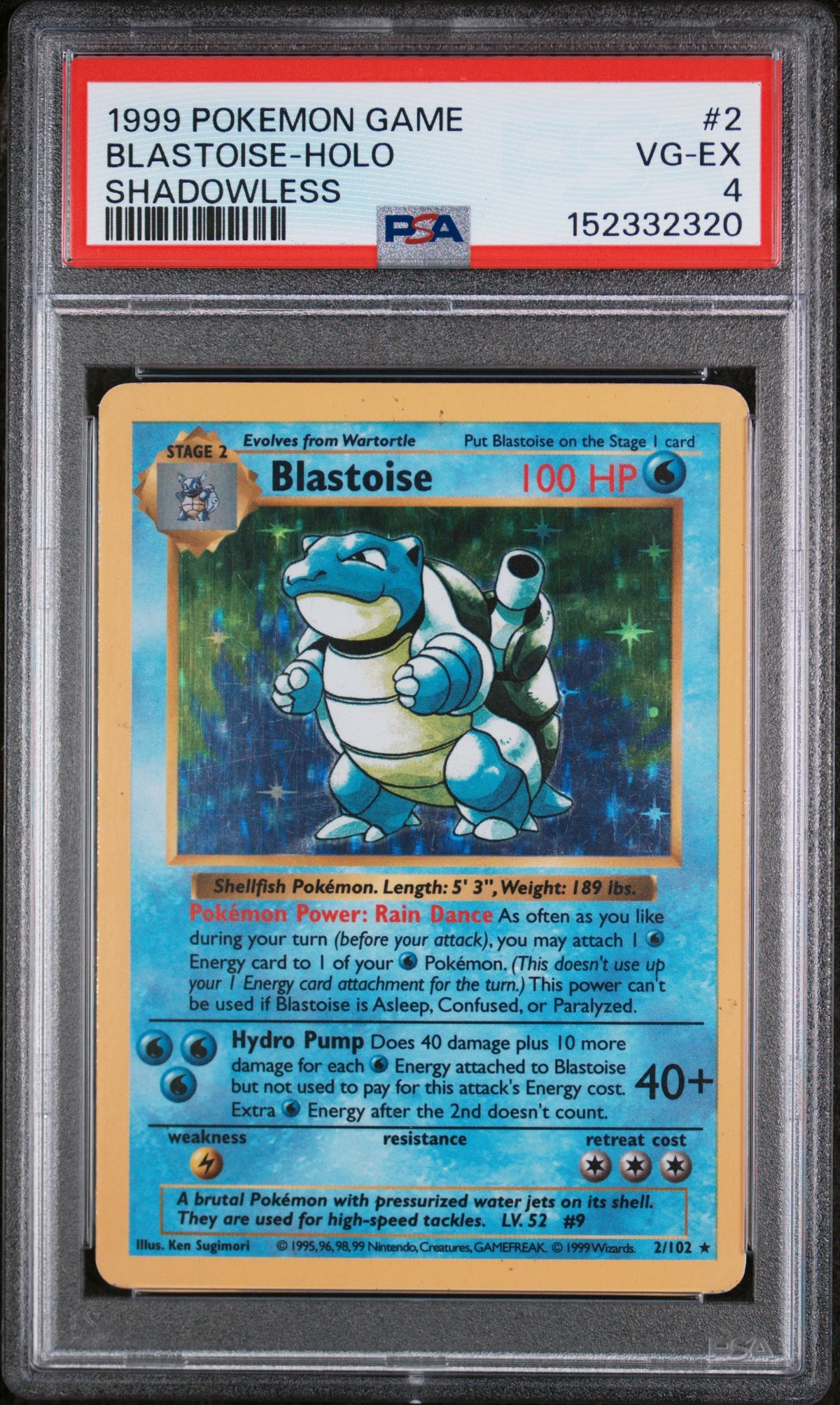 1999 BLASTOISE-HOLO #2 PSA 4 (front)