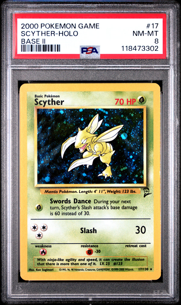 2000 SCYTHER-HOLO #17 PSA 8 (front)