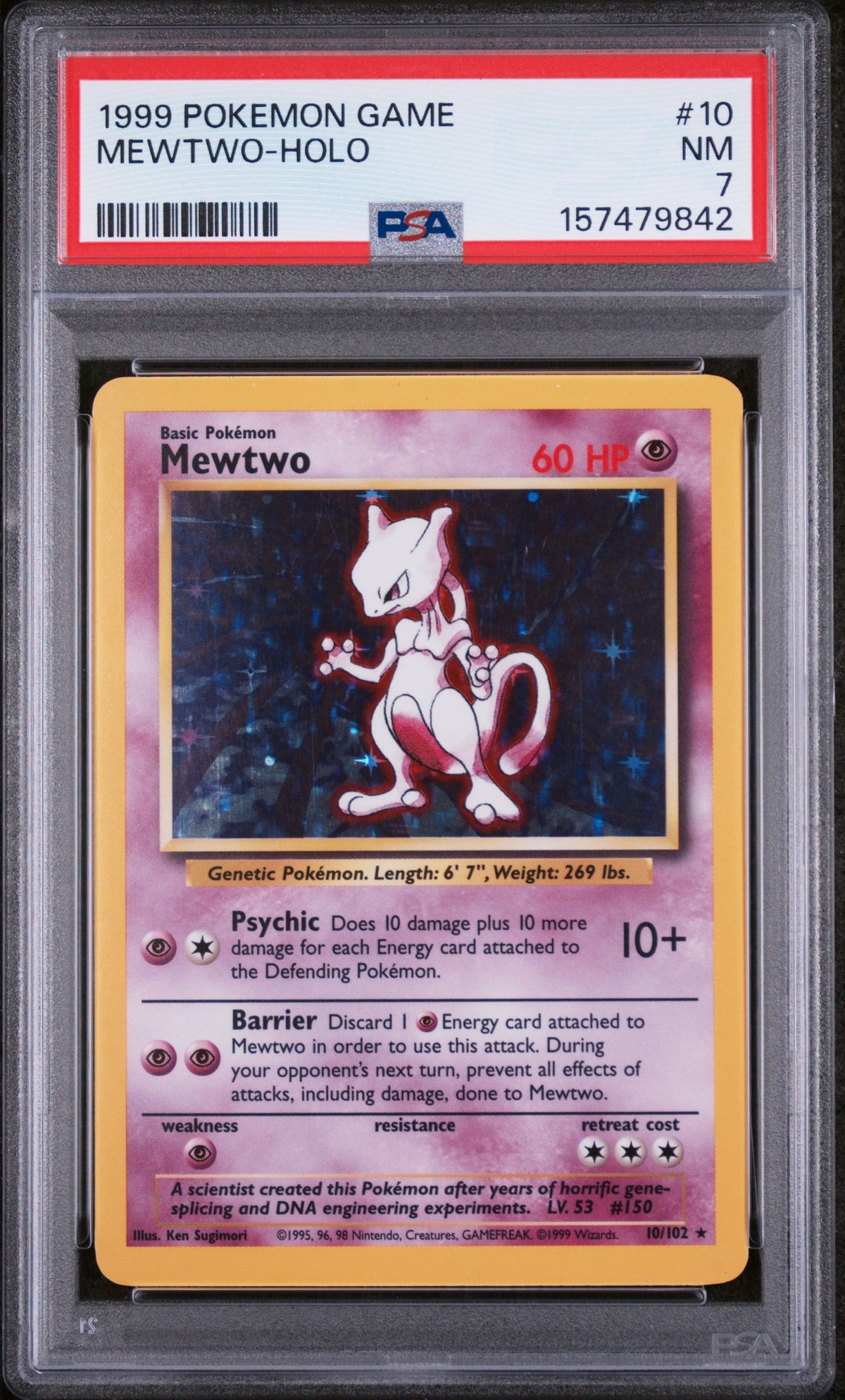 1999 MEWTWO-HOLO #10 PSA 7 (front)